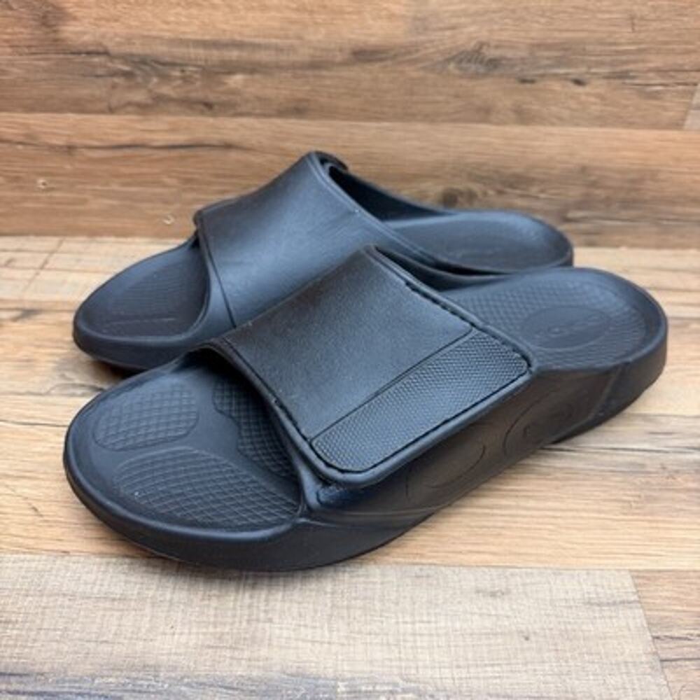 OOFOS OOahh Sport Flex Slide Sandal Black Mens 12 EU 45 Recovery